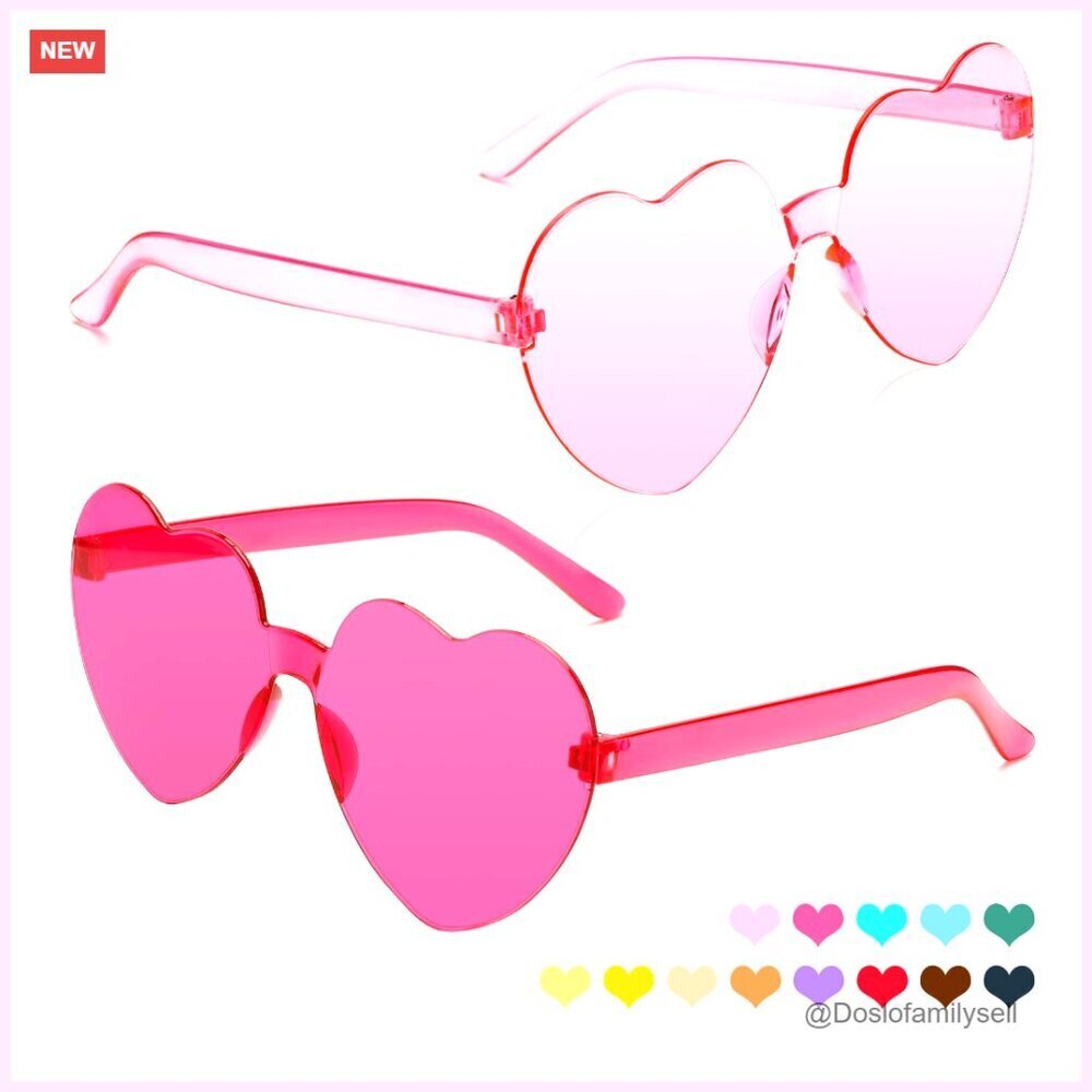 Heart Shaped Sunglasses Novelty Rimless Minimalist Fashion Party Favors
